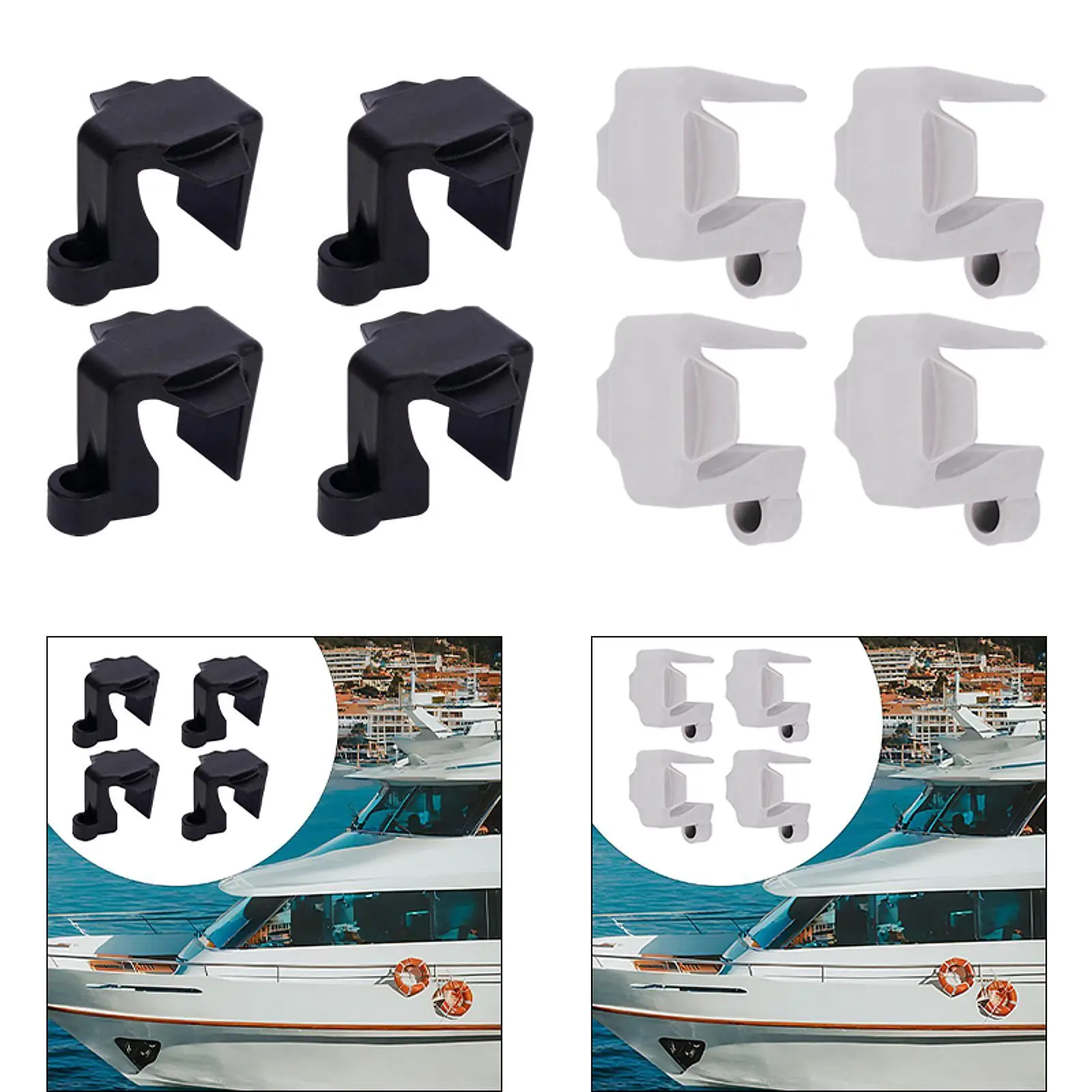 

4 Pieces Boat Fender Clips Boat Clips for 3/8 " Length Mooring Ropes Accessories Sturdy Pontoon Boat Fender Clips