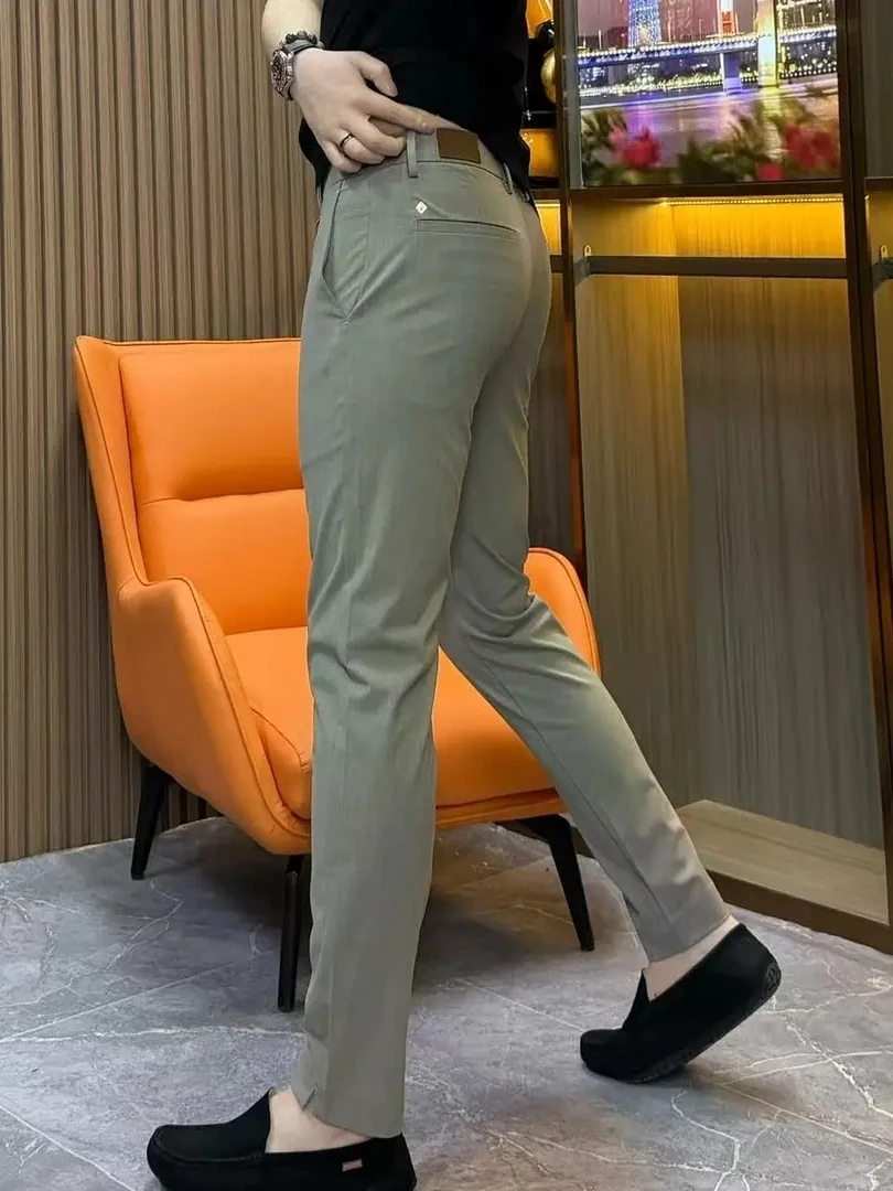 High Quality Casual Pants for Men New Spring Summer Fashionable Stylish Straight Leg Pocket Detail Washed Effect Zip Fly mid ...
