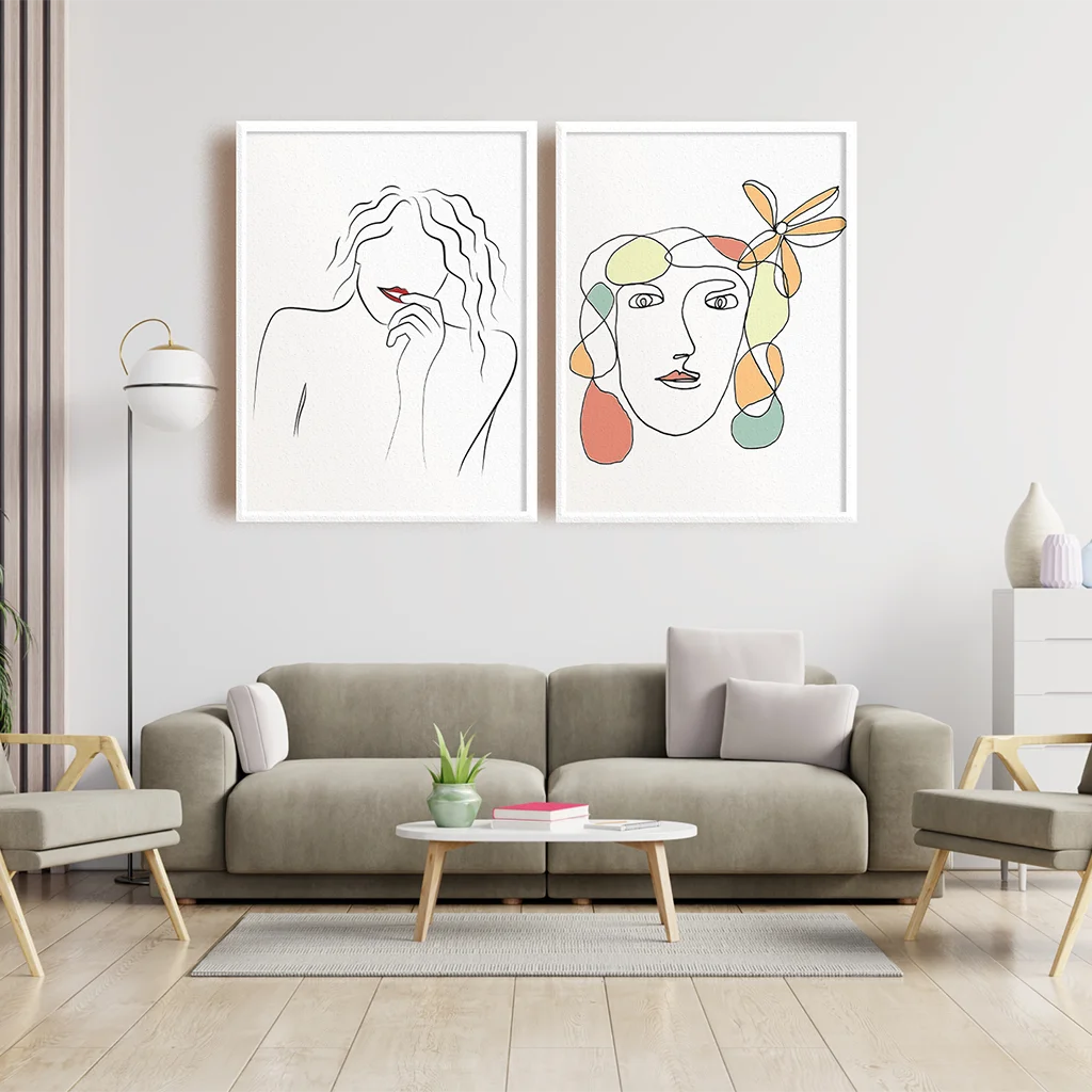Nordic Abstract Line Art Female Portrait Modern Sketch Wall Art Canvas Poster Picture Home Wall Decor Bedroom Living Room Off