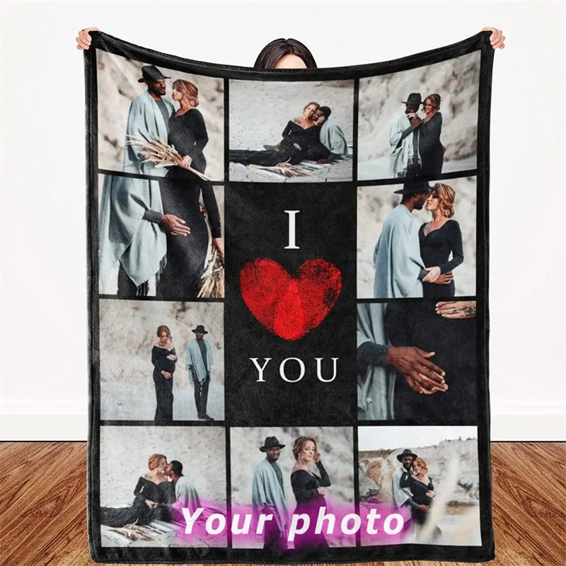 Your Picture Blanket Cover Coral Fleece Plush Customized DIY Print on Demand Dropshipping Warm Throw Blanket for Bed Bedspread