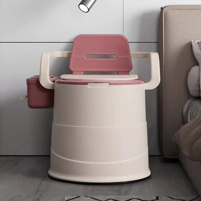 Chaise de douche et de toilette 2-en-1 avec roulettes, siège de toilette portable, hauteur réglable, chaise de chevet mobile pour personnes âgées et femmes enceintes