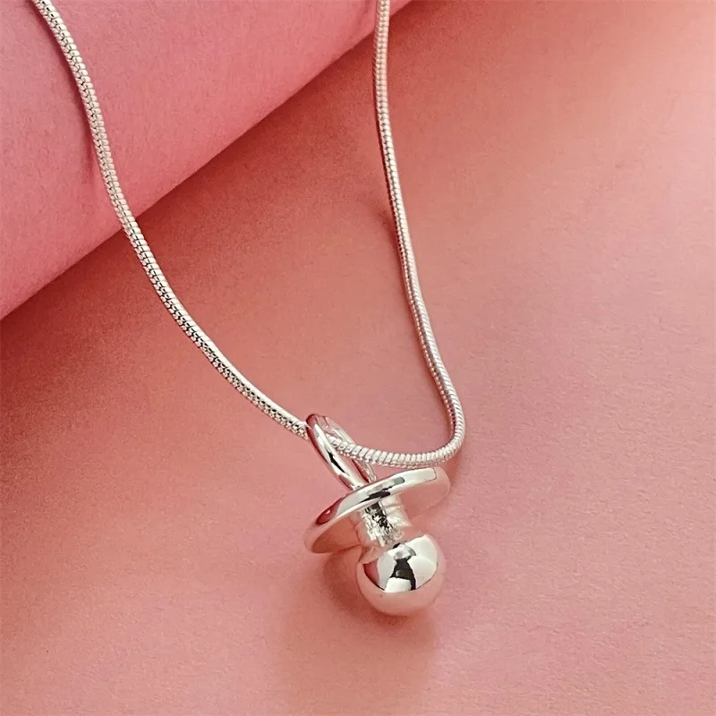 

Ожерелье из стерлингового серебра 925 пробы, 40-75 см, кулон-пустышка, женская мода, простой подарок на день рождения, свадьбу, годовщину, ювелирное изделие