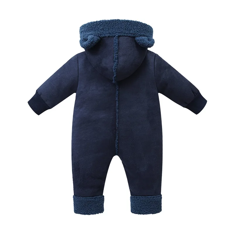 Neonato Inverno Addensare Caldo Pile Pagliaccetti Bambino Con Cappuccio Cerniera Pelliccia Sintetica Tuta Intera Pezzo Abiti Infantili Tuta