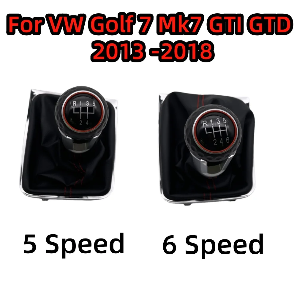 

Автомобильная 5/6-скоростная ручка переключения передач с кожаным черевиком LHD для VW Golf 7 Mk7 GTI GTD 2013 2014 2015 2016 2017 2018