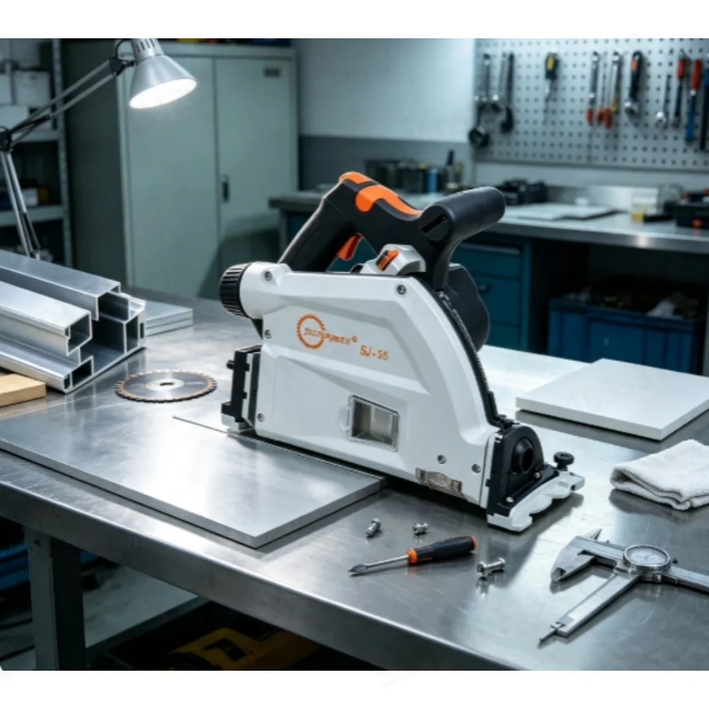 JZY SJ-55 Brushless Track Saw Kit 2KW 55mm 6470RPM 6-Speed Plunge Saw for Wood Aluminum Dust Free Quick Stop