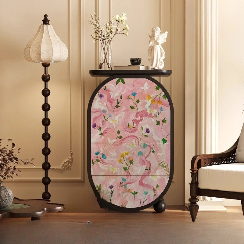 

Dopamine retro abstract solid wood chest, bedroom storage cabinet, living room and home integrated wall side cabinet