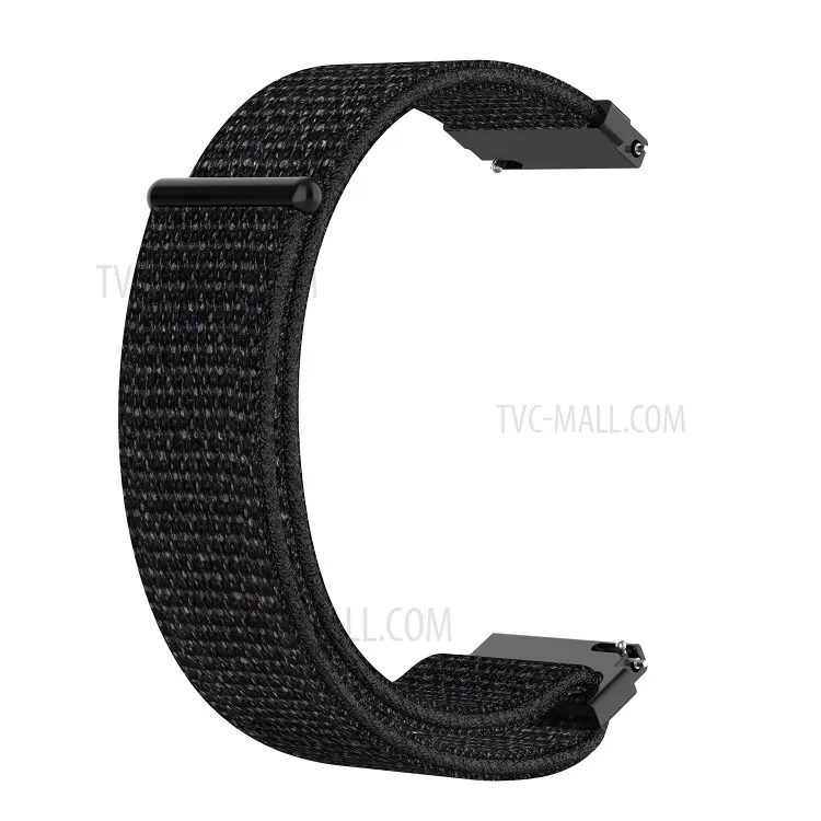

For Samsung Galaxy Watch 42mm SM-R810 20mm Loop Fastener Nylon Watch Band Strap - All Black