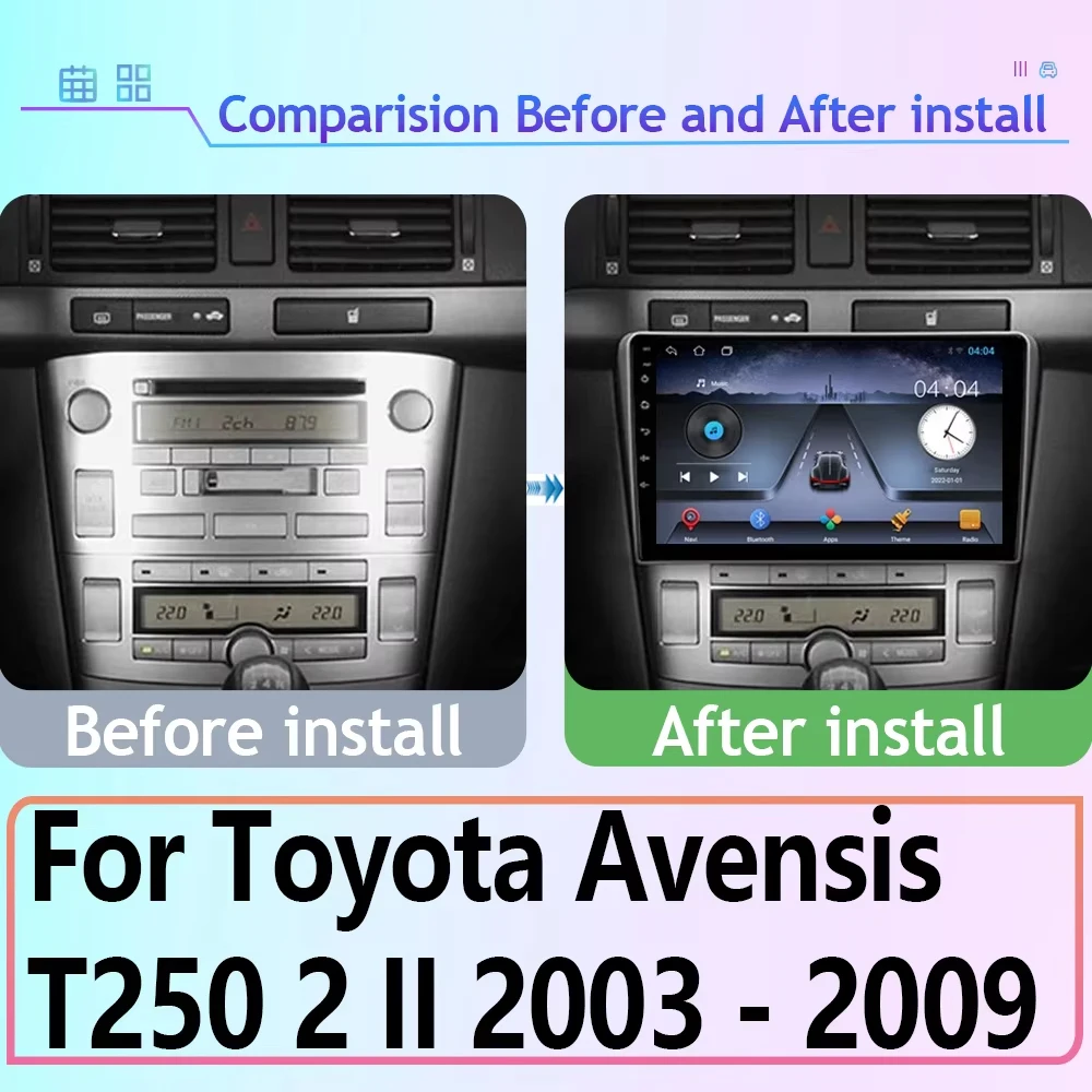 DVD Carplay Android راديو السيارة التلقائي لتويوتا أفينسيس T25 2002 2003 2004 2005 2006 2007 2008 نظام تحديد المواقع Autoradio 4G WiFi DSP RDS QLED #3