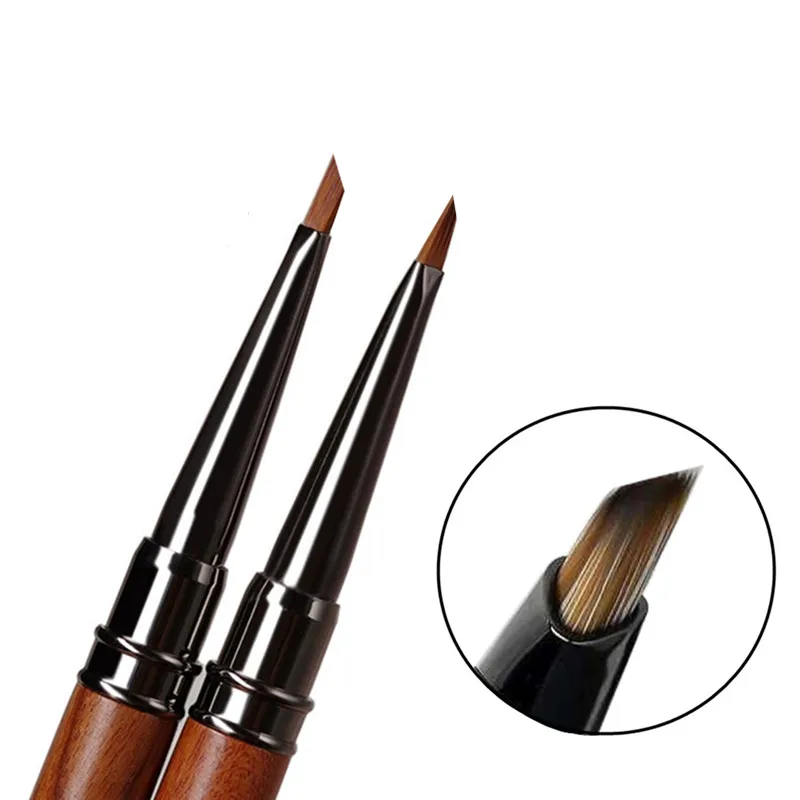 Brosse à ongles triangulaire en forme de pétale, 4 styles, acrylique, pour Nail Art, rayures, grille, peinture de fleurs, stylo de dessin, outils de manucure