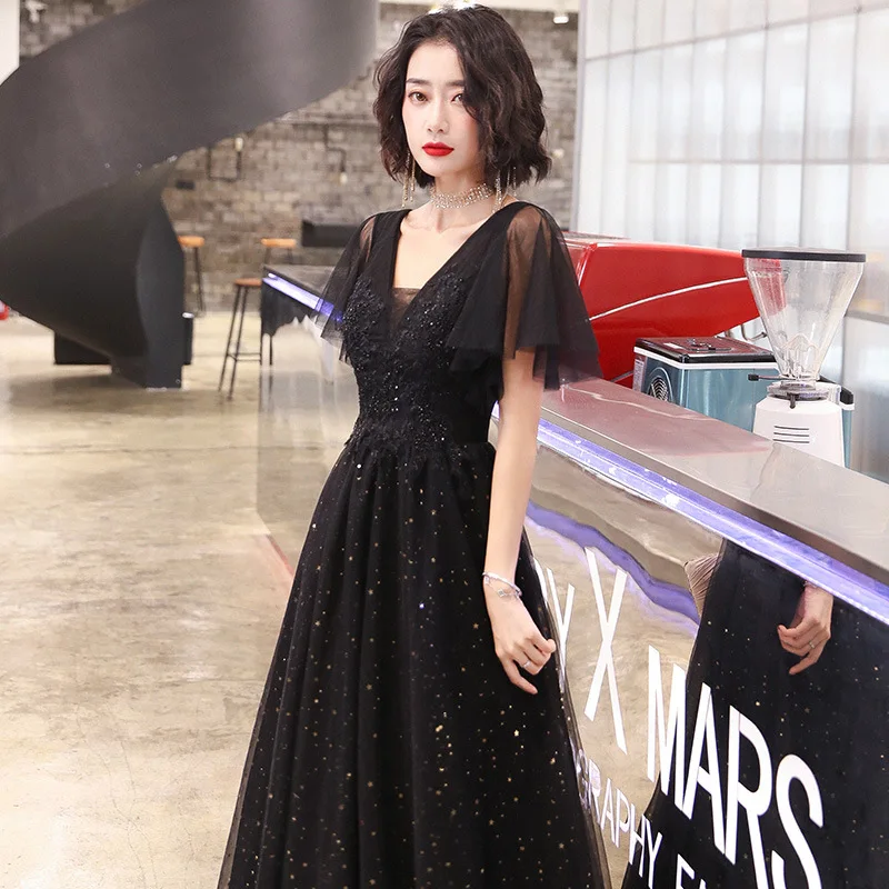 New Elegant Evening Dress 2023 Luxury Big Dress Temperament Black Lace Wedding Guest Dress Prom Graduation Dress party dresses