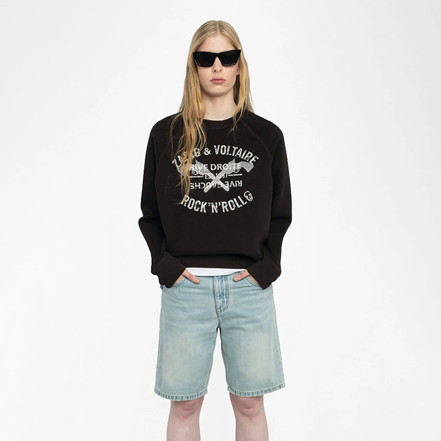 Vroege herfst nieuwe collectie Street Sle rond Ne Sweatshirt Gedrukt Strass Drop oulder Sve Hoodie Casual Katoen Lange...