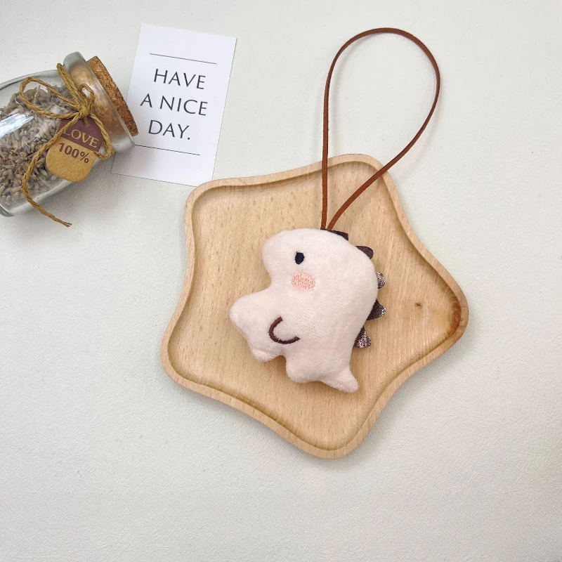 1pcs Cartoon Dinosaur Plush Doll Backpack Pendant with Name Sticker KeyChain Christmas Gifts for Boys and Girls 1pcs