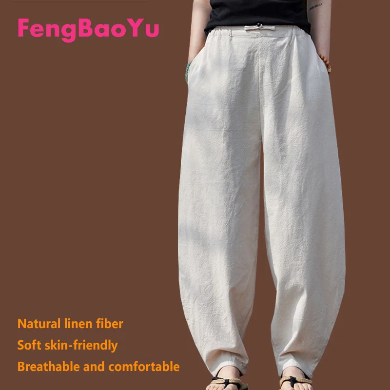 

Fengbaoyu Высококачественные льняные мужские свободные шаровары с длинными рукавами для отдыха и путешествий на свежем воздухе - свободные и удобные