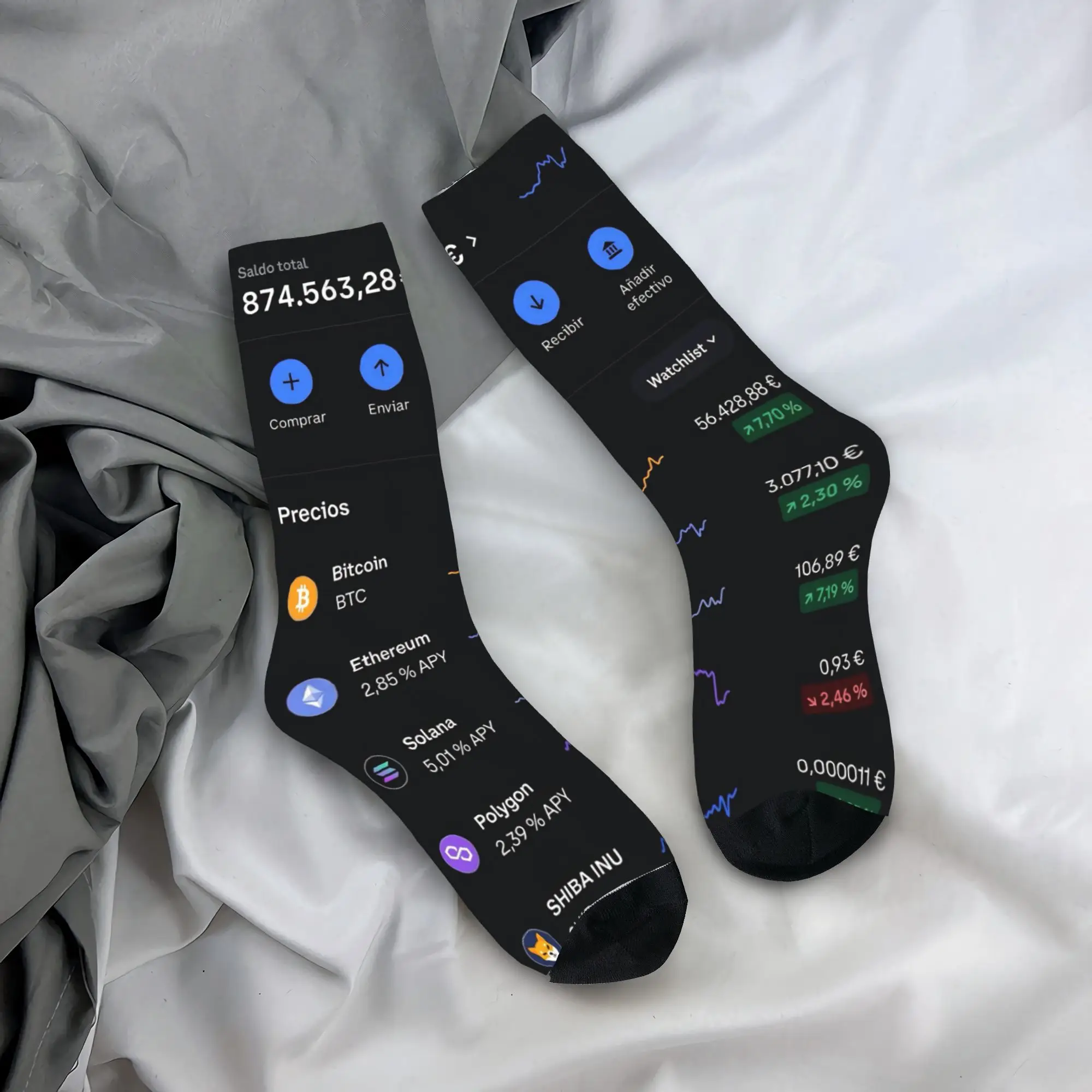 Calcetines para hombre con interfaz de billetera criptográfica, calcetines de finanzas tecnológicas para activos digitales, calcetines suaves y cálidos para otoño, calcetines antideslizantes para skate.