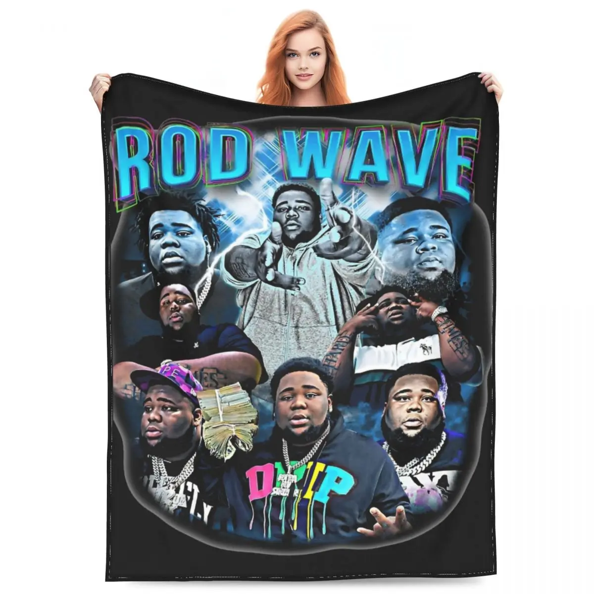 Multifunction Rod Wave Rapper Blanket Merch Bedding Decorative Hip Hop Blanket Throw Lightweight Coral Fleece Plush for Office