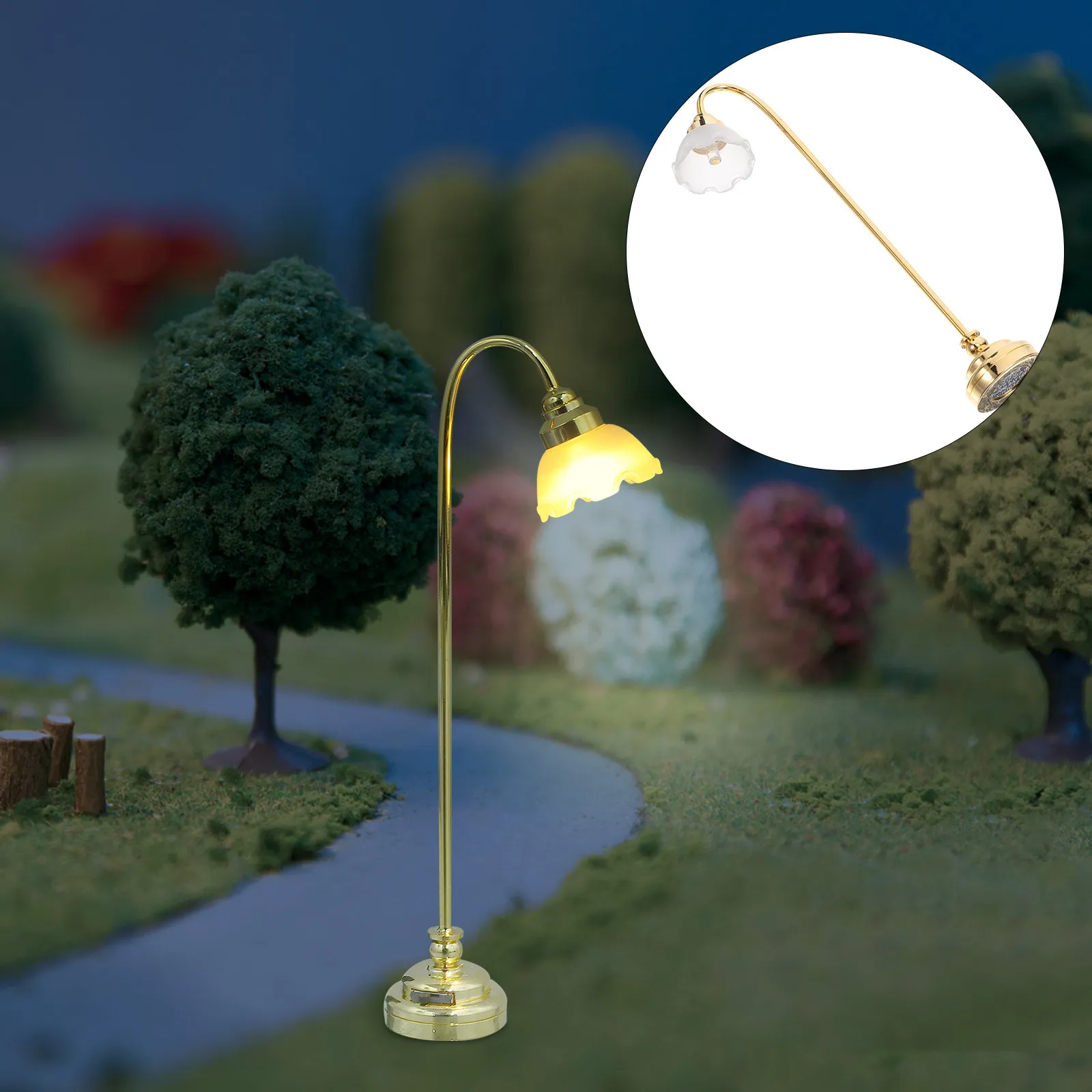 

Miniature Mini Delicate Lamp Smooth Surface Mini House Furniture Lighting Bedside Lamp Ornament Decor House Floor Light