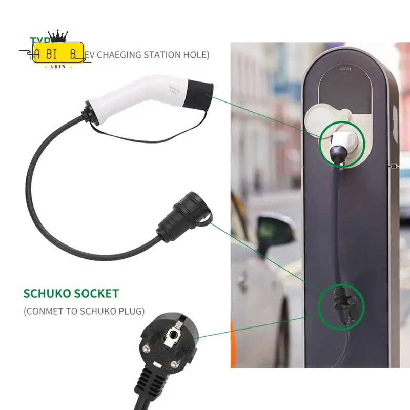 

ABIB-Type2 To Schuko 16A Электрический автомобиль Тип 2, боковая вилка для зарядки с розеткой Schuko, адаптер для зарядки электромобилей, автомобильные зарядные станции
