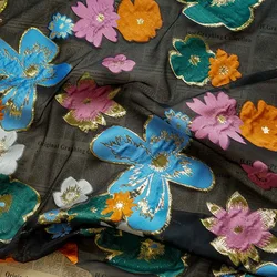 Bright Flowers Transparent Jacquard Yarn Fabric Women's Dress Shirt Bag Decorative Sewing Fabric