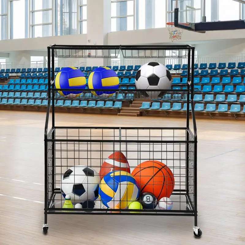 Sports Equipment Organizer for Garage Ball Storage Rack Rolling Cart Garage Steel Construction