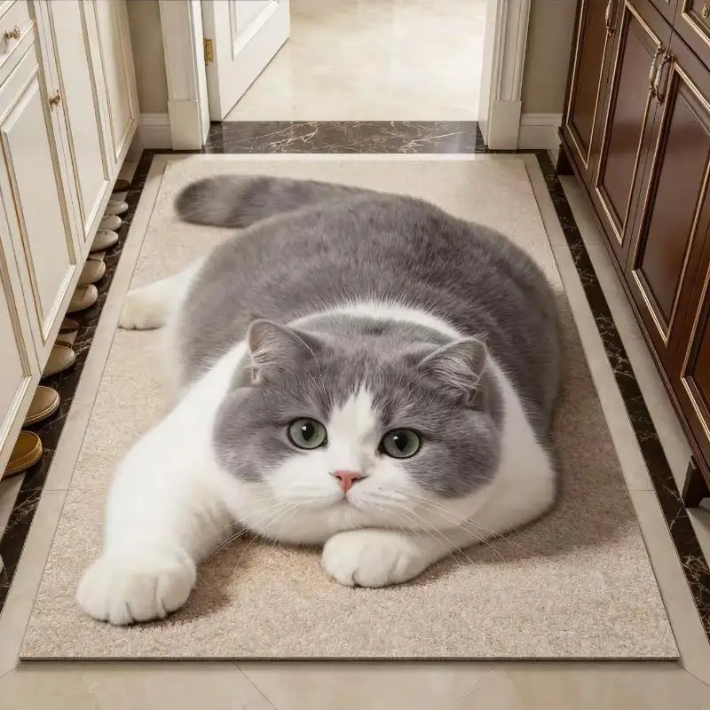 New Sale 1PC Cute 3D Cat Area Rug, Soft Fluffy Non-Slip Mat, Absorbent Washable Floor Carpet For Bedroom Bathroom Kitchen