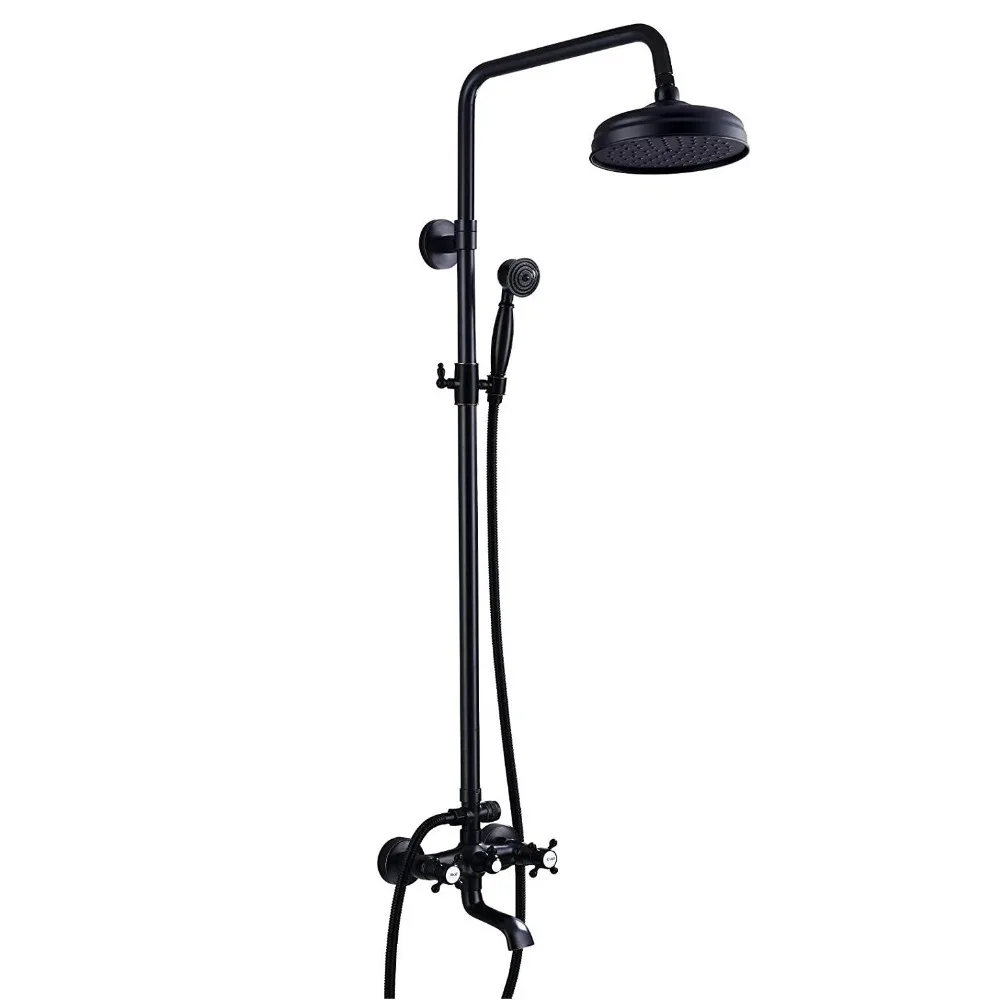

Черный открытый смеситель для душа в ванной комнате, 8-дюймовый смеситель с дождевой головкой и изливом для ванны