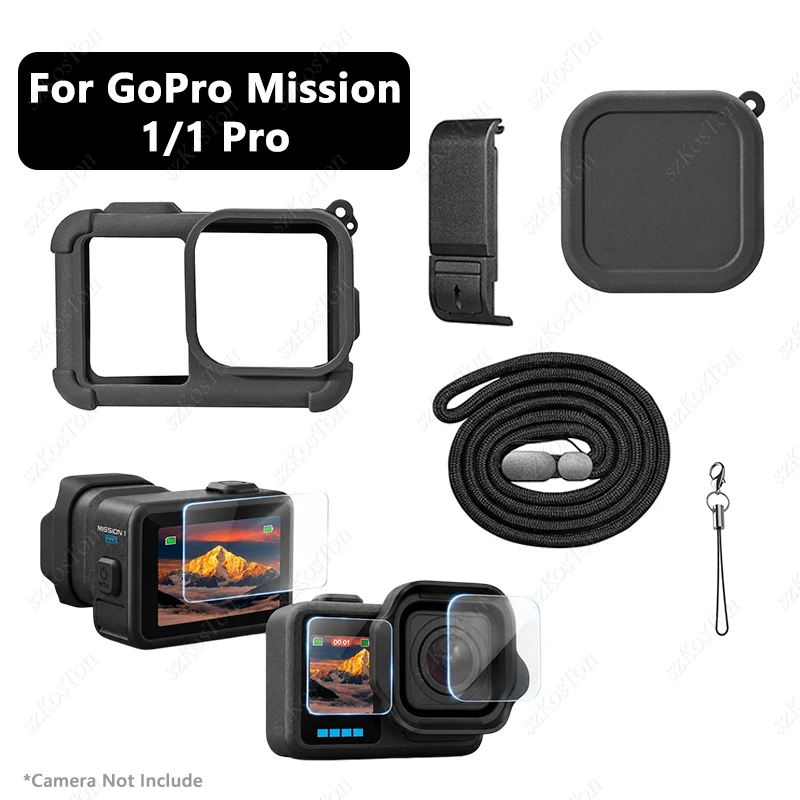for GoPro Mission 1/1 Pro Tempered Glass Silicone Case Screen Protector Protective Film Lens Cap Cover