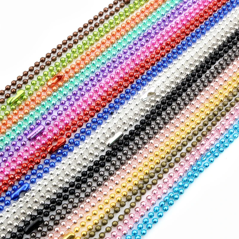 5 sztuk 1.5 2.0 2.4mm długość 65cm złoty brąz srebrny kolory pozłacane Ball koraliki naszyjnik łańcuch koralik złącze dla Charms baza taca