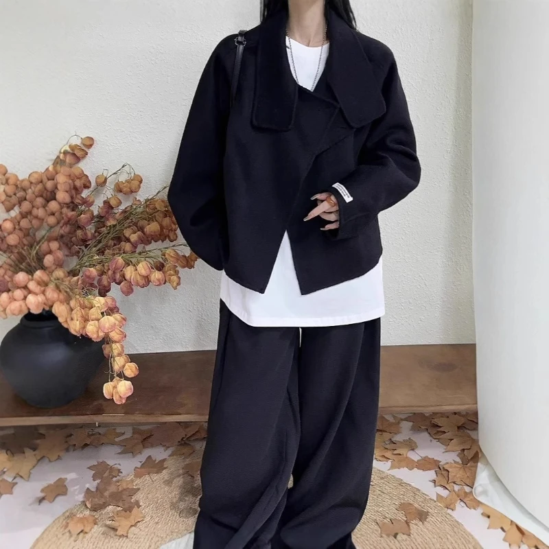 Temperament Raglan Sleeves Double-sided Wool Coat Autumn and Winter Design Sense Women's Woolen Coat