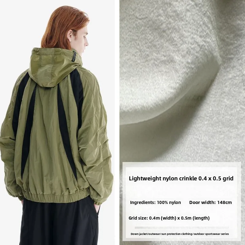 L100cm X W148cm White Micro Wrinkle Fabric Windproof Down Jacket Cotton Coat Outdoor Jacket Apparel Sewing DIY Material Textile