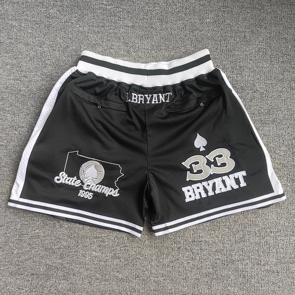 Trillest Black Lower Merion High School Basketball Shorts Embroideried 33 Bryant Street Style Training Pants