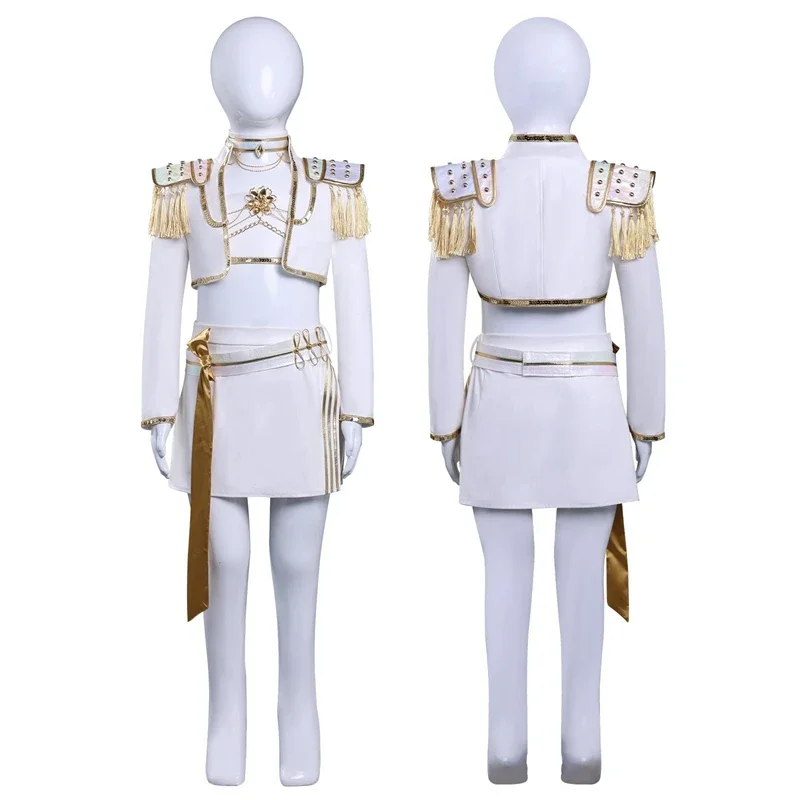 Rumi zoey mira cosplay kpop demônio caçadores traje meninas crianças branco cantando terno festa de halloween ídolo role play outfits