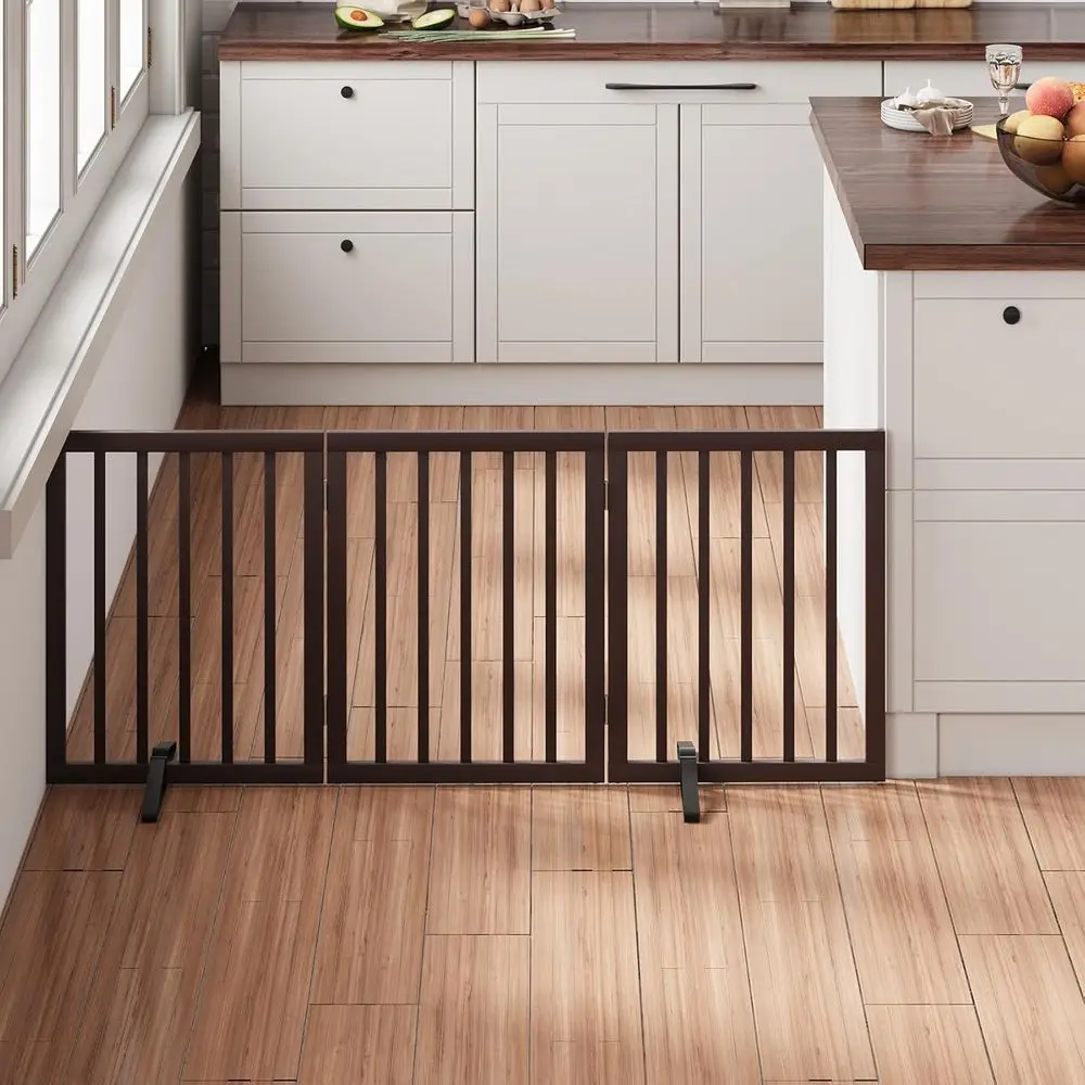 

Extra-Wide Bamboo Pet Gate for Dogs, 18-55 Inches Adjustable, Ideal for Puppies and Small Pets
