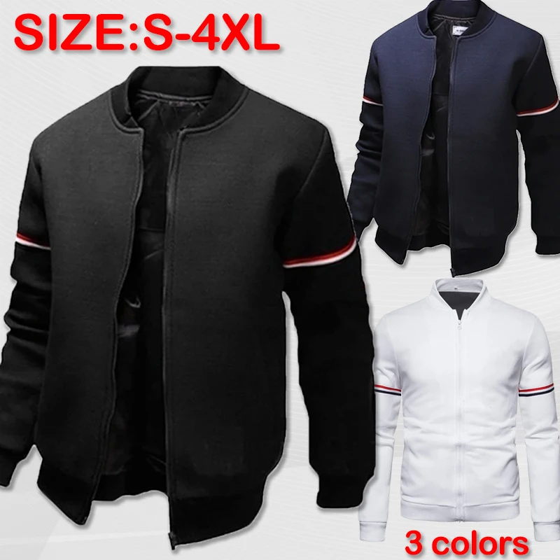 

New men's jacket, fashionable casual pilot jacket, solid color slim fit stand up collar jacket, sportswear, pocket zipper top