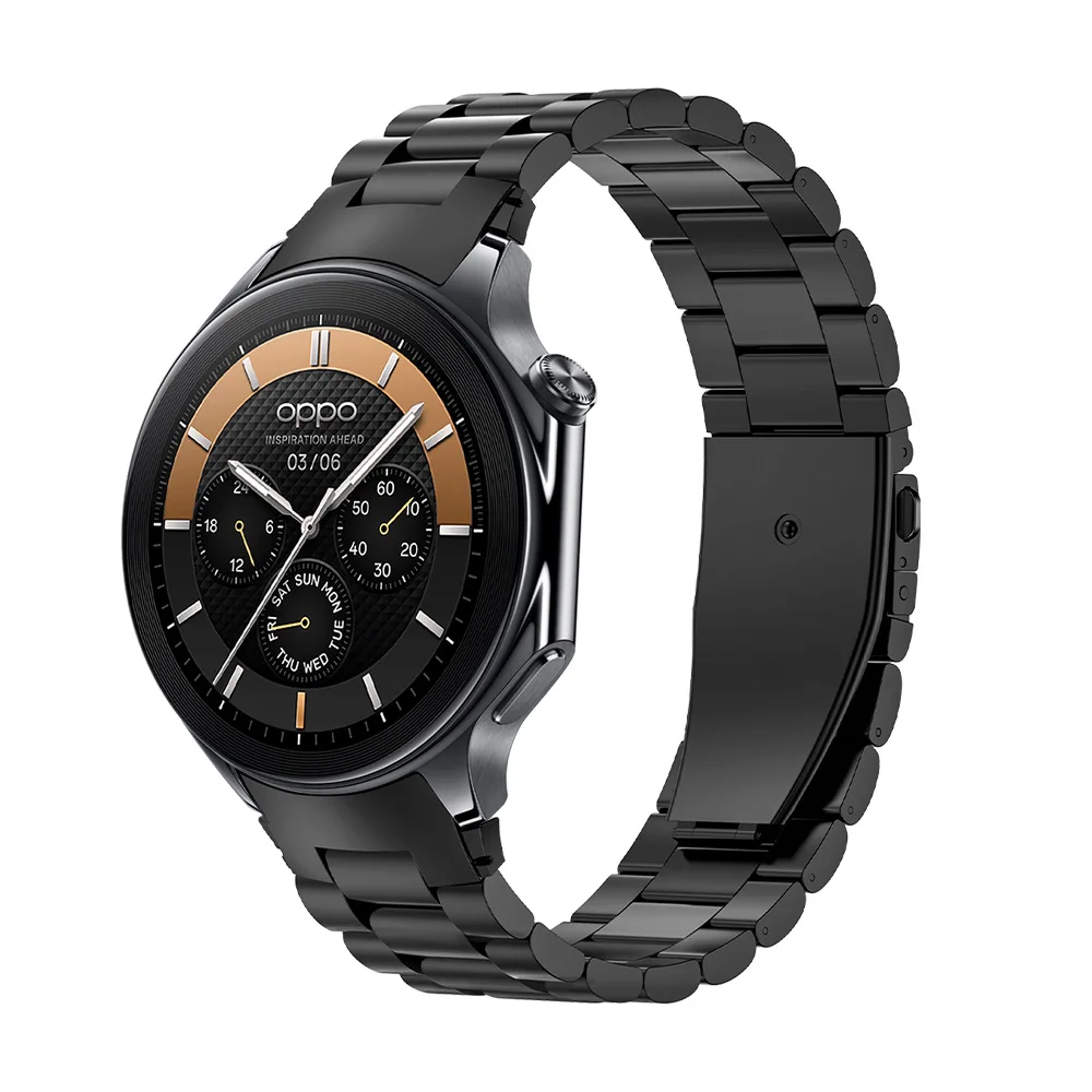 NO Gaps Stainless Steel Strap Watchband for OPPO Watch X, Circular Interface replacement Band for OPPO X Smartwatch