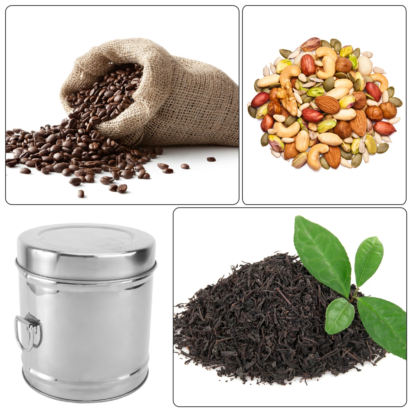 

Thickened Stainless Steel Food Storage Canister For Coffee Beans Tea Flour Sugar Moisture Proof Airtight Kitchen Container