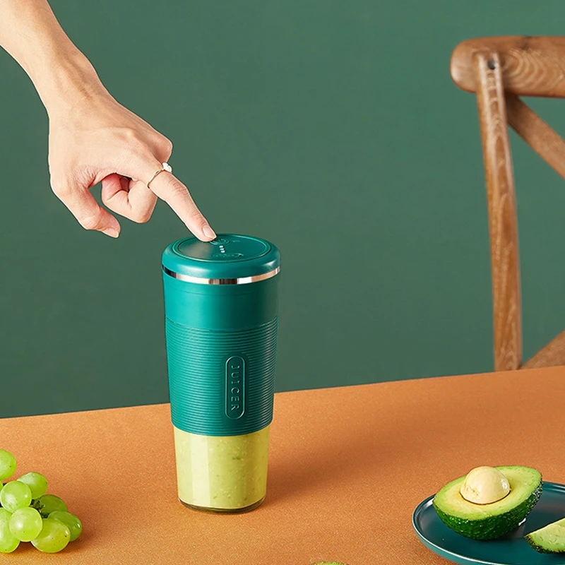 JIQI Juicer listrik Mini 300ML, Blender buah portabel, mesin Milkshake untuk rumah kantor perjalanan dapat diisi ulang