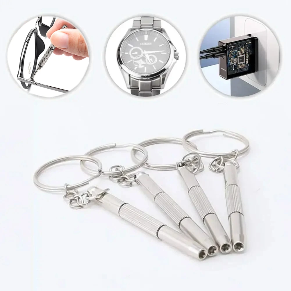 Steel Glasses Screwdriver Eyeglass Screwdriver Watch Repair Kit with Keychain Portable Hand Tools Precision Screwdriver Tools