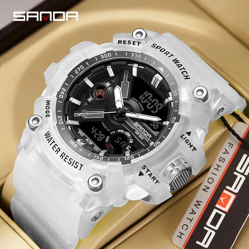 

Sanda 3179 New Electronic Watch Waterproof Fashion Trend Black Technology Multi functional Men's Watch