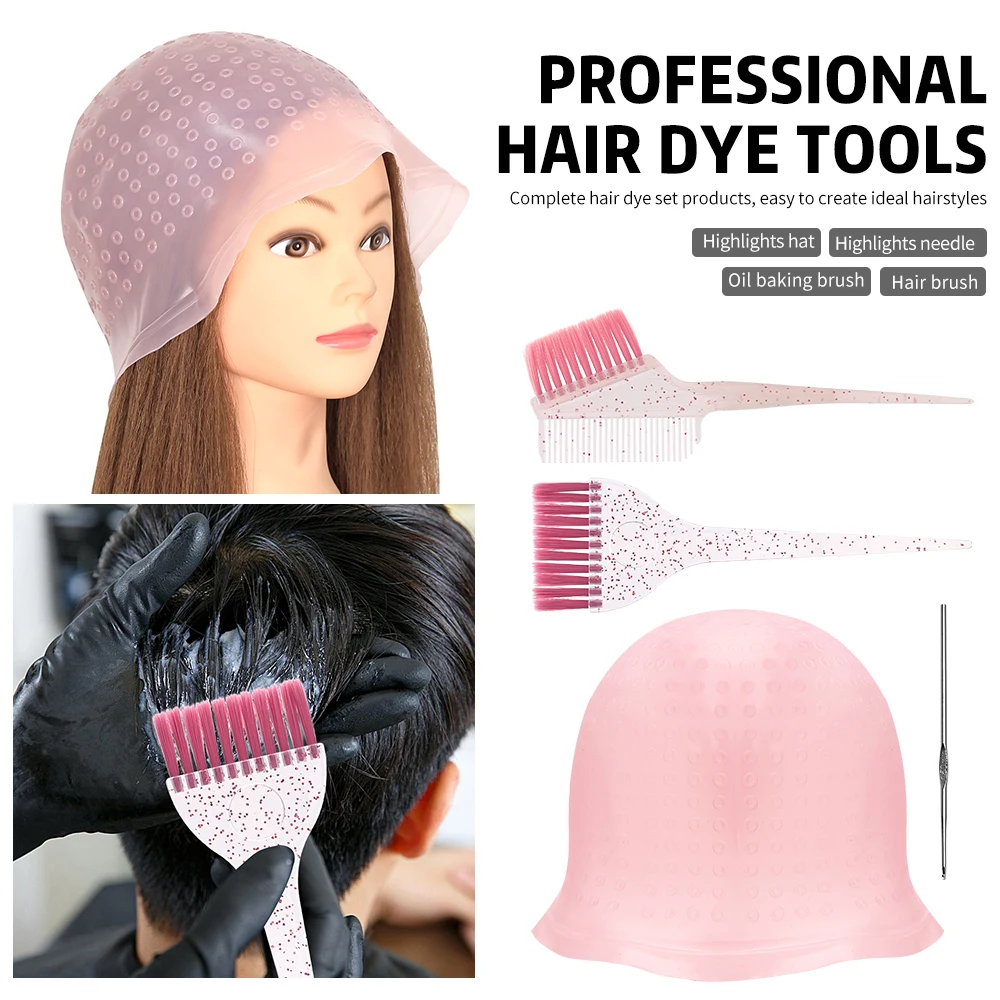 

Hair Salon Hairdressing Coloring Silicone Cap With Brush Professional Hairdresser Color Dye Set Barbershop Styling Accessories