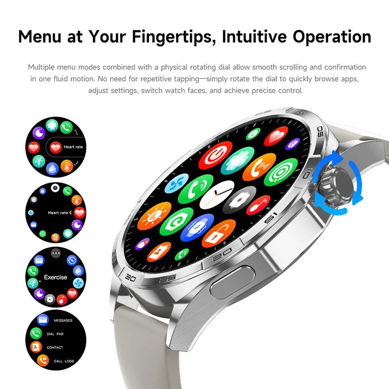 2026New العسكرية لتحديد المواقع في الهواء الطلق Smartwatch الرجال 1.43 ''AMOLED HD شاشة بلوتوث دعوة معدل ضربات القلب 5ATM مقاوم للماء الرياضة ساعة ذكية