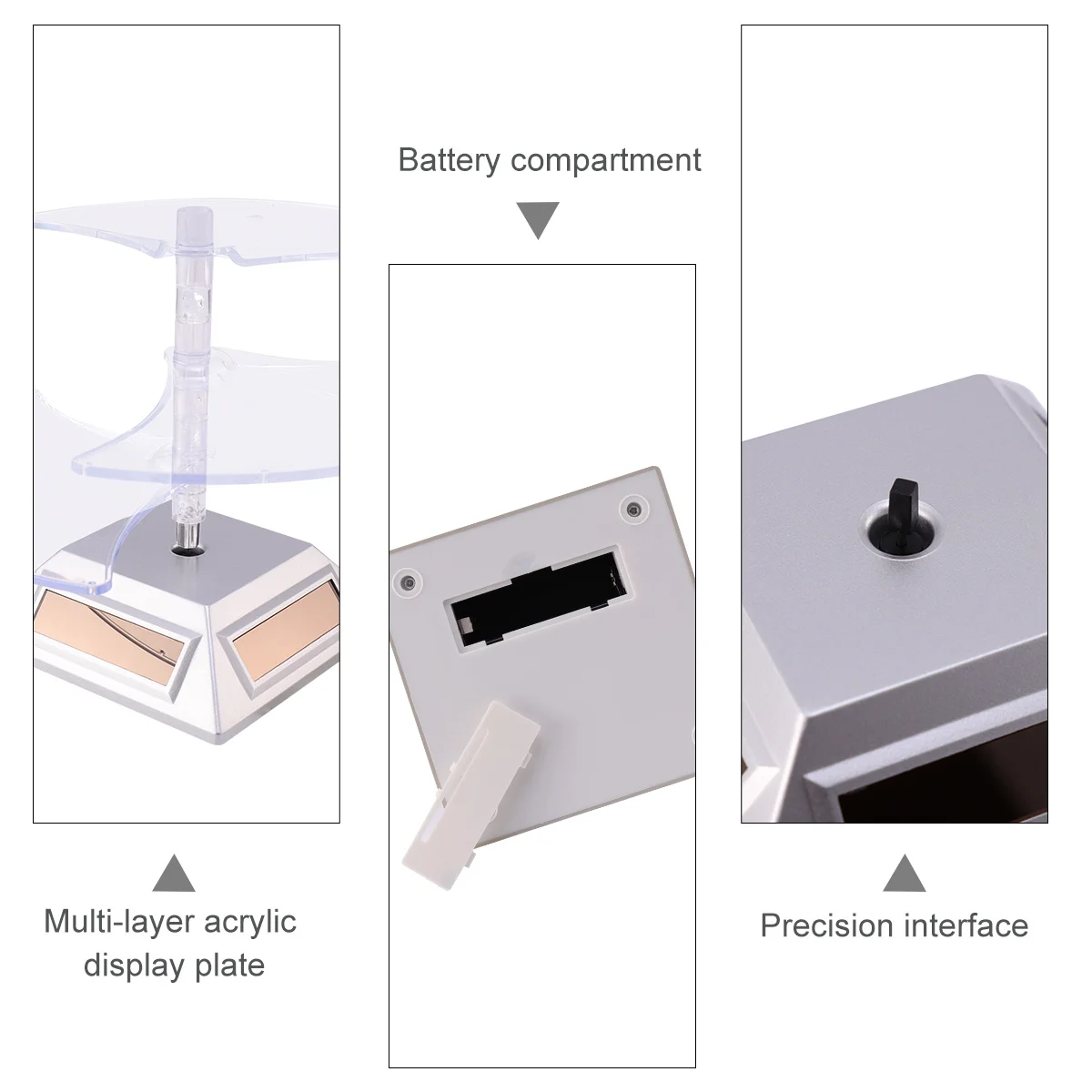 

3 Layer Solar Rotating Turntable Jewelry Organizer Automatic Direction Reversible Display Stand for Watches Necklaces Phone