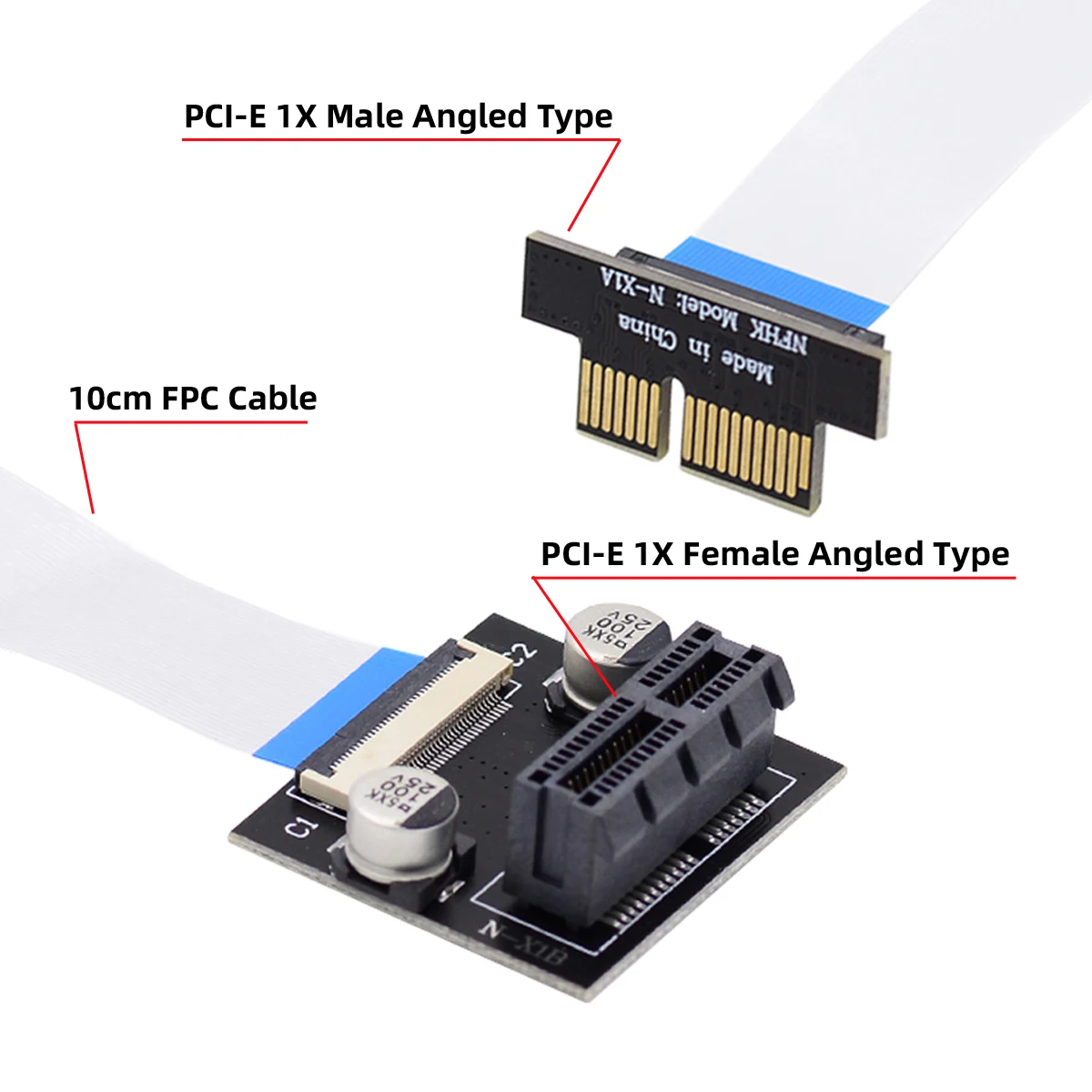 Xiwai PCI-E X1 PCI Express Low Profile Angled Riser Card Extender Relocate Adapter