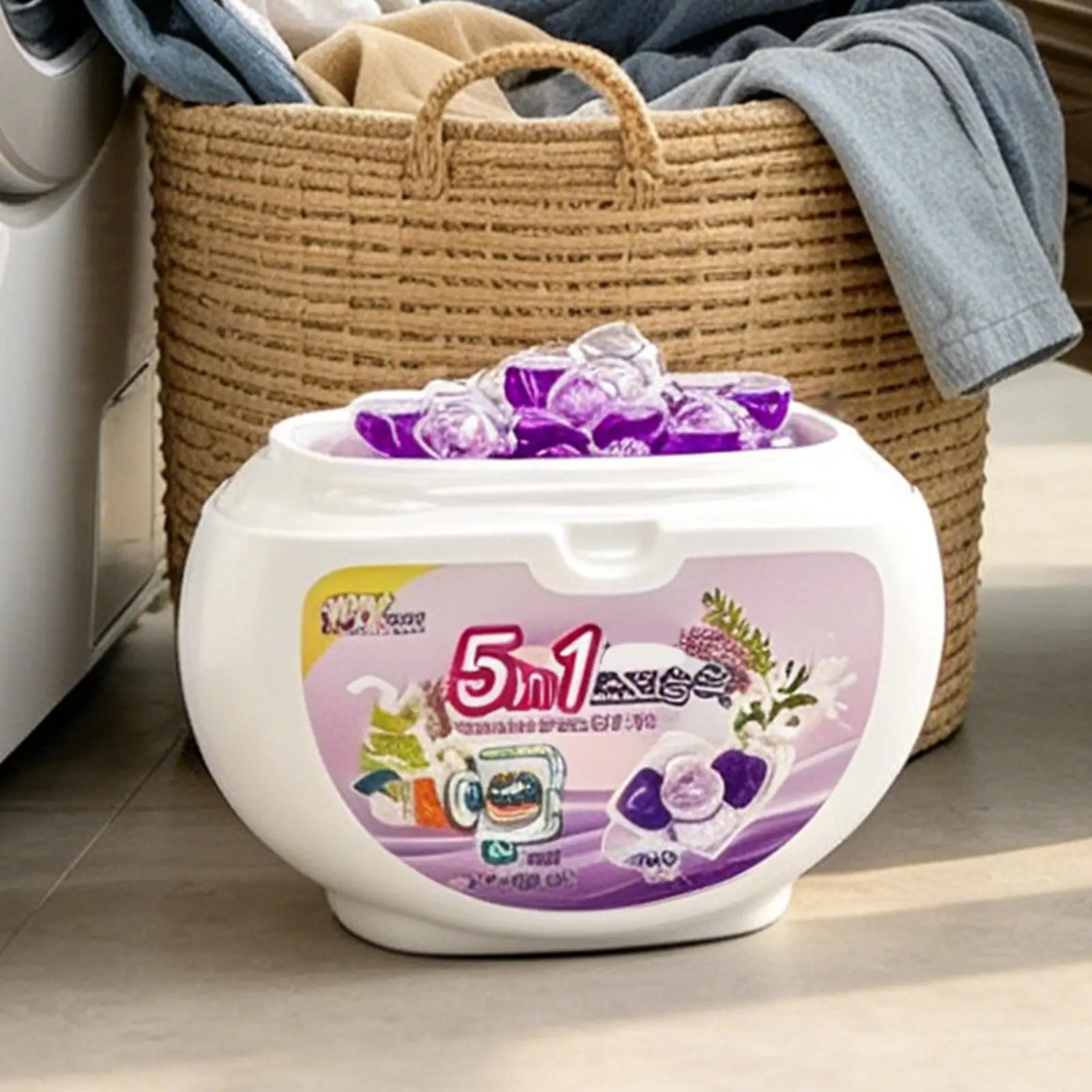 Cápsulas de Lavandería 5 en 1, Quitamanchas, 80 Unidades, Detergente, Suavizante, Perlas Frescas, Limpieza Profunda, para Viajes, Hogar, Apartamento, Dormitorio, Hotel