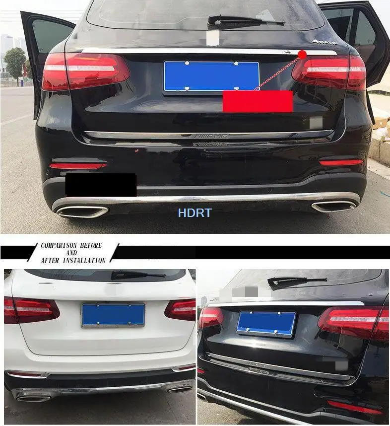 

1PC Rear Tailgate Trunk Tail Door Overlay Strip Cover Trim For Mercedes Benz GLC GLC260 GLC200 300 2016-2019 Auto Accessories