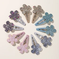 10 Teile/los Glitter Blume Kaninchen Haar Clips Für Nette Mädchen BB Handgemachte Haarnadeln Barrettes Headwear Mode Kinder Haar Zubehör