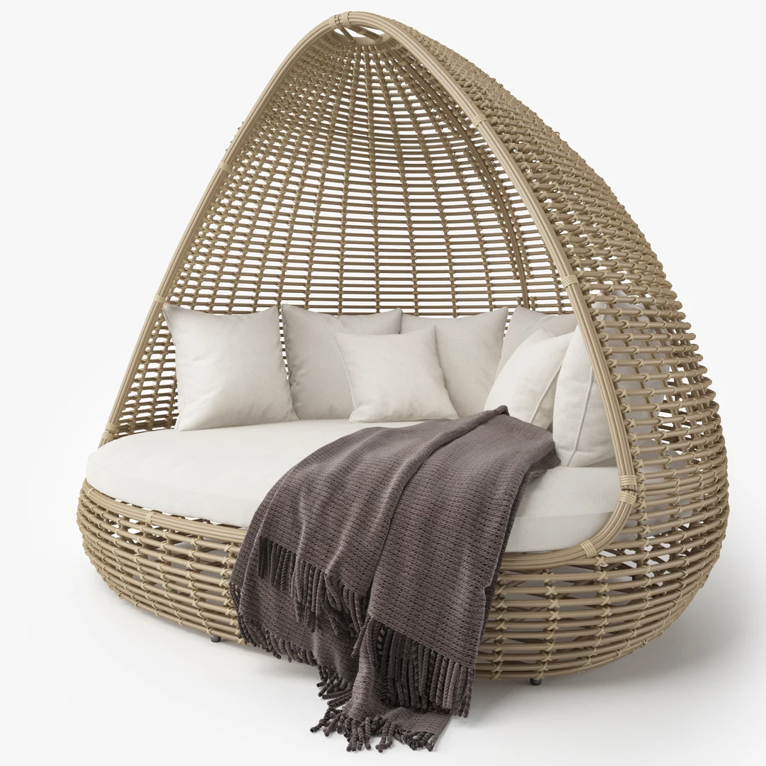 

Luxury Garden Outdoor Villa Patio Courtyard Nest Sunbed Daybed With Canopy