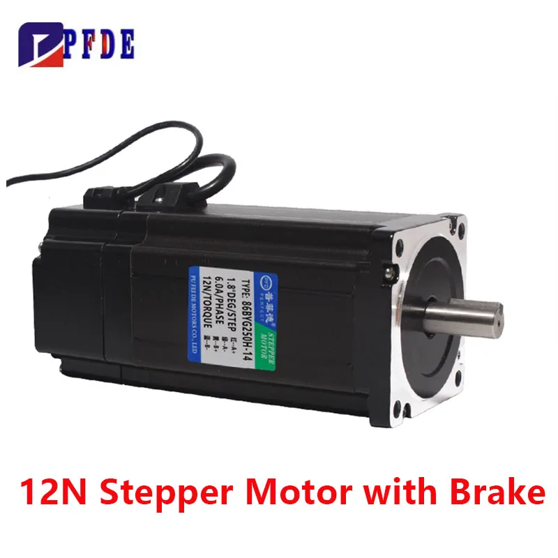 86BYG250H 12N NEMA34 Stepper Motor with Brake, Shaft 14mm Low Noise High Torque 2 Phase forCNC Router Engraving Milling Machine
