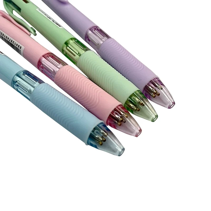 4 In 1 Multicolor Ballpoint Pens Creative Colorful Retractable Multifunction Pen Students Writing School Office Kawaii Supplies