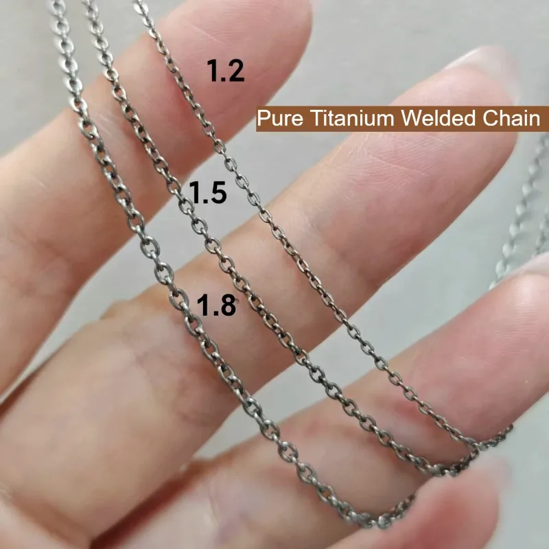 Pure Titanium Fine Chain Necklace for Men Women, Welded Link O-Chain, Hypoallergenic Titanium Necklace 1.2mm/1.5mm/1.8mm