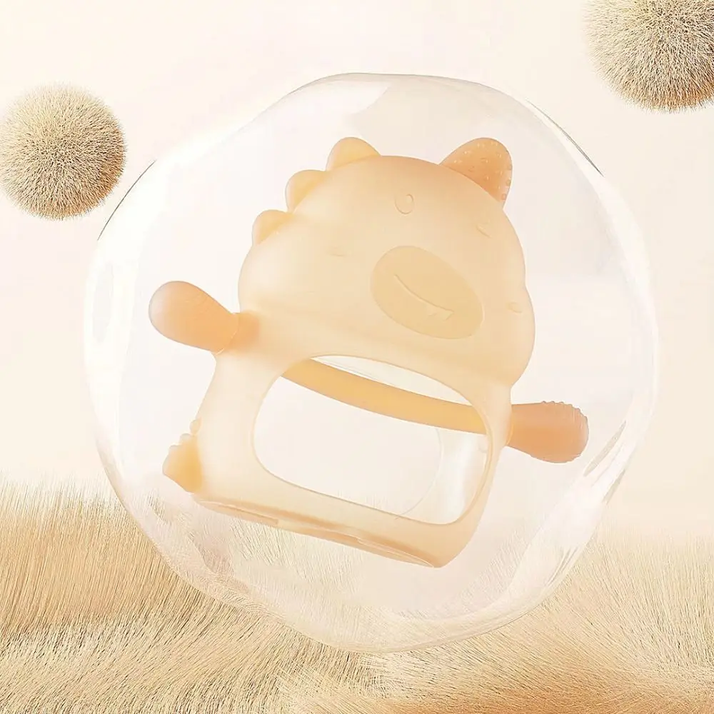 

3Pcs Soft Baby Dinosaur Teether Anti Dropping Anti-eating Hand Silicone Baby Teething Toys Easy Grip Soothe Babies Gums
